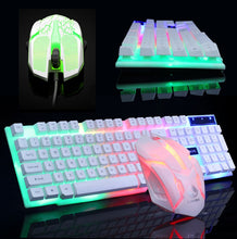Charger l'image dans la galerie, Rainbow Colorful LED Fashion Backlit Wired Keyboard Mouse Set Gaming Keyboard Gamer Mouse tripod Keyboard Home Office PC Laptop