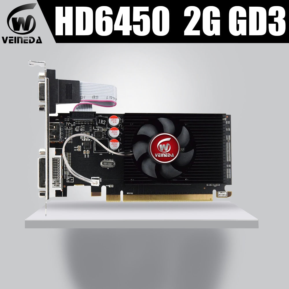 Veineda Graphics Cards HD6450 2GB DDR3 HDMI Graphic Video Card  High-end Game Graphics Card HD6450