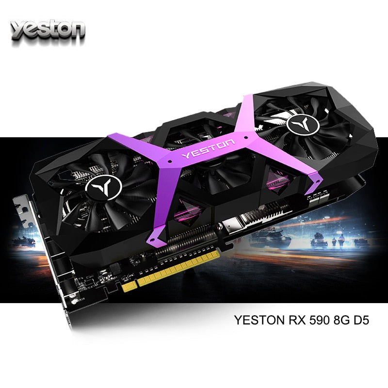 Yeston Radeon RX 590 GPU 8GB GDDR5 256bit Gaming Desktop computer PC Video Graphics Cards support DVI/HDMI PCI-E X16 3.0