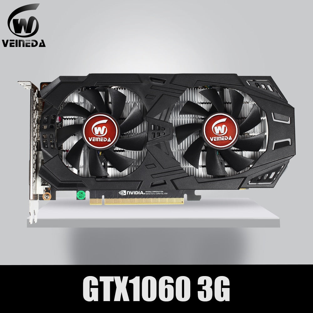 VEINEDA Graphics Card GTX 1060 3GB 192Bit GDDR5 GPU Video Card PCI-E 3.0 For nVIDIA Gefore Series Games Stronger than GTX 1050Ti