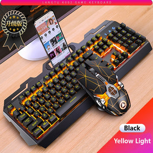 Gaming Keyboard Mouse Mechanical Feeling RGB LED Backlit Gamer Keyboards USB Wired Keyboard Computer Game Keyboard For PC Laptop