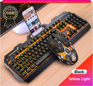 Gaming Keyboard Mouse Mechanical Feeling RGB LED Backlit Gamer Keyboards USB Wired Keyboard Computer Game Keyboard For PC Laptop