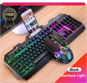 Gaming Keyboard Mouse Mechanical Feeling RGB LED Backlit Gamer Keyboards USB Wired Keyboard Computer Game Keyboard For PC Laptop