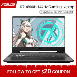 ASUS FA506 Gaming Laptop 2020 AMD R7 4800H 6 Cores 7nm CPU RTX2060 6G 8G RAM 512G SSD 144Hz 15.6 inch ноутбуки игровые Notebook