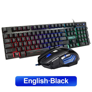 Gaming keyboard Wired Gaming Mouse Kit 104 Keycaps With RGB Backlight Russian keyboard Gamer Ergonomic Silent Mause For Laptop