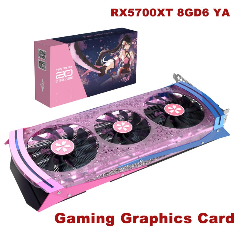 Yeston RX5700XT 8GD6 YA GDDR6 8GB 2560 Units 1770/1905/2010MHz/ 14GHz RGB Breathing Lamp Gaming Graphics Card