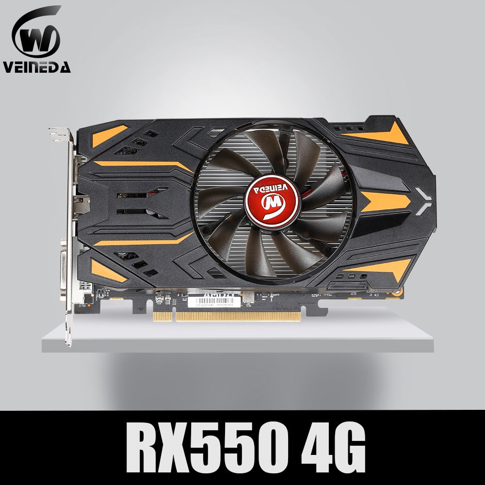 VEINEDA Video Card Radeon RX 550  4GB GDDR5 128 bit Gaming Desktop computer Video Graphics Cards PCI Express3.0 For Amd Card